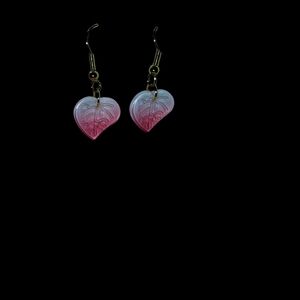 Pink Heart-shaped Leaf Earrings
